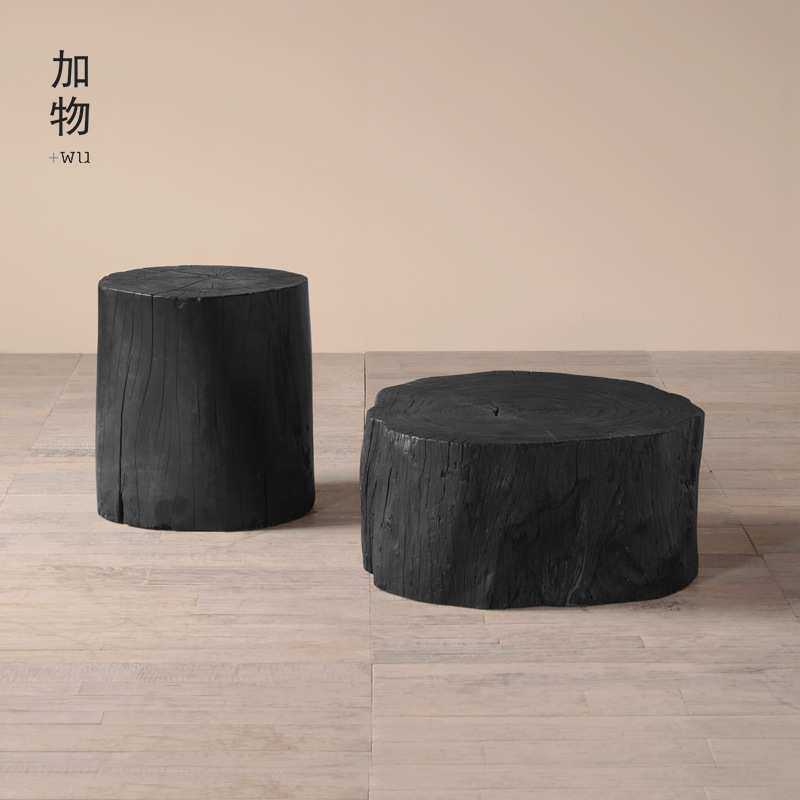 |侘寂风黑色树墩子圆形茶几组合 北欧复古民宿原木咖啡桌边几,3C数码配件,摄像机配件,淘宝优惠券,粉丝福利购,淘宝优惠卷