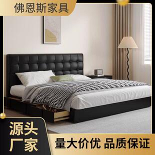 华芙格大床极简简约主卧床高端双人收纳储物抽屉高箱佛山真皮床