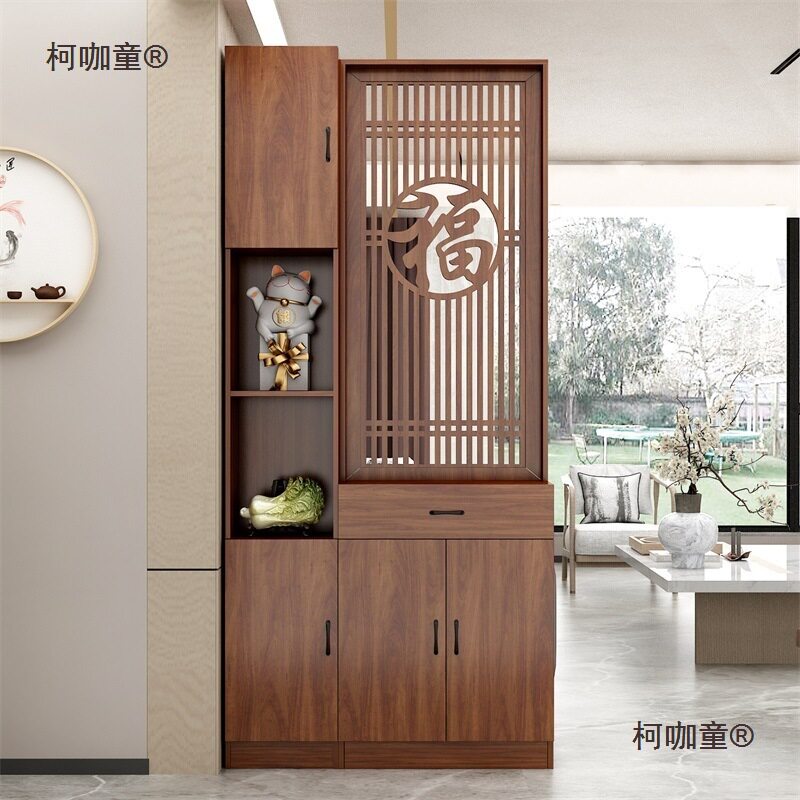 正对大门屏风隔断置物架现代简约进门入户客厅实木鞋柜玄关麦太保