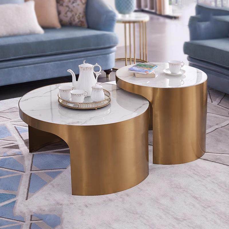 现代轻奢大理石不锈钢茶几边几样板间小户型客厅简约圆形组合岩板,电子元器件市场,其它元器件,淘宝优惠券,粉丝福利购,淘宝优惠卷