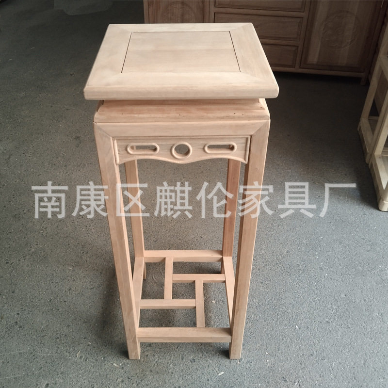 新中式白胚实木花架明式家用落地式室内客厅置物架花盆架子白茬
