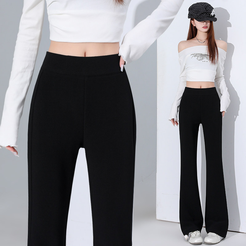 实拍黑色微喇裤女春夏2026新款休闲长裤高腰显瘦西装喇叭长裤子