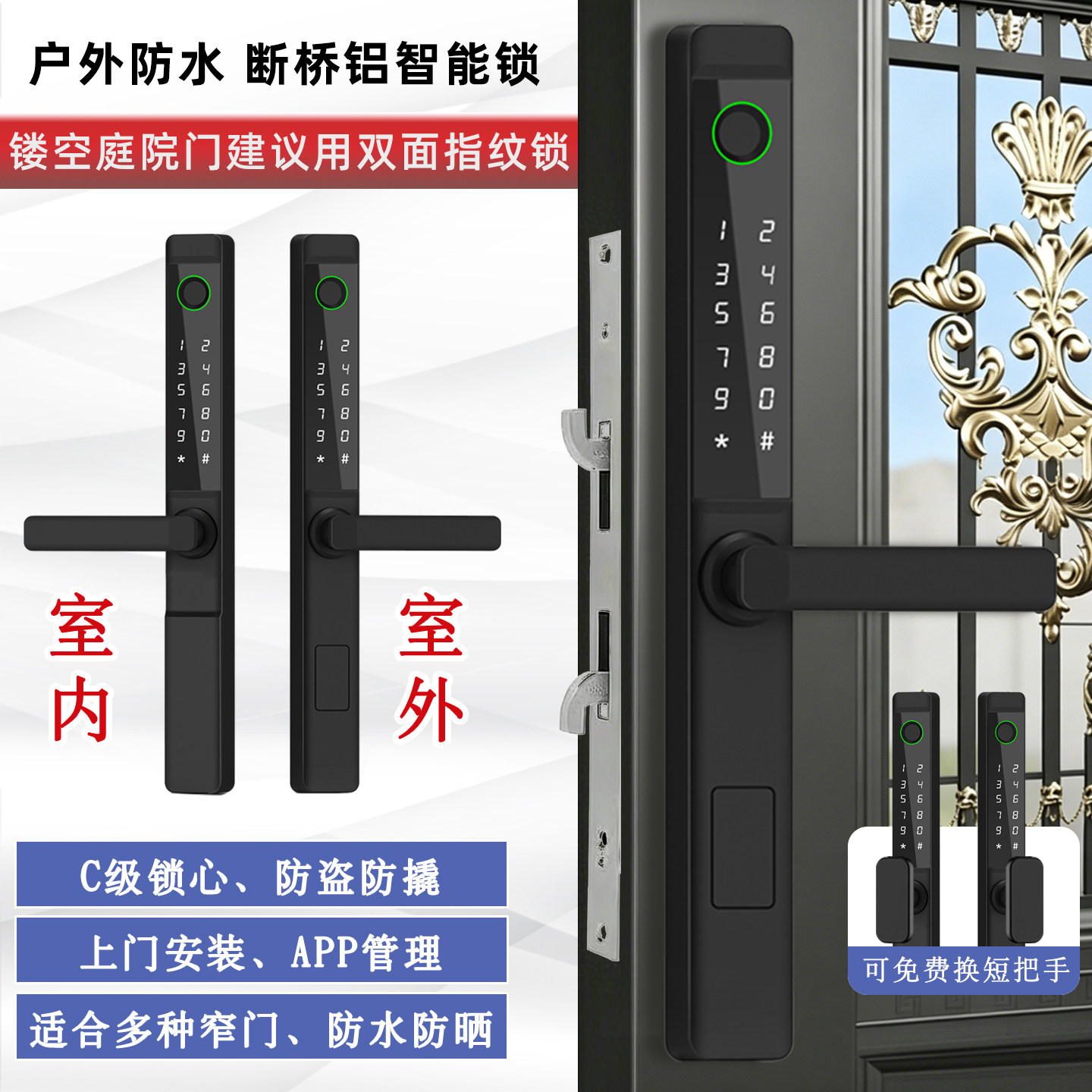双面指纹识别【断桥铝智能锁】