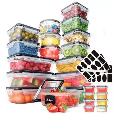 食品级pp收纳盒24件套饭盒冰箱保鲜果蔬食物分类储物厨房五谷杂粮