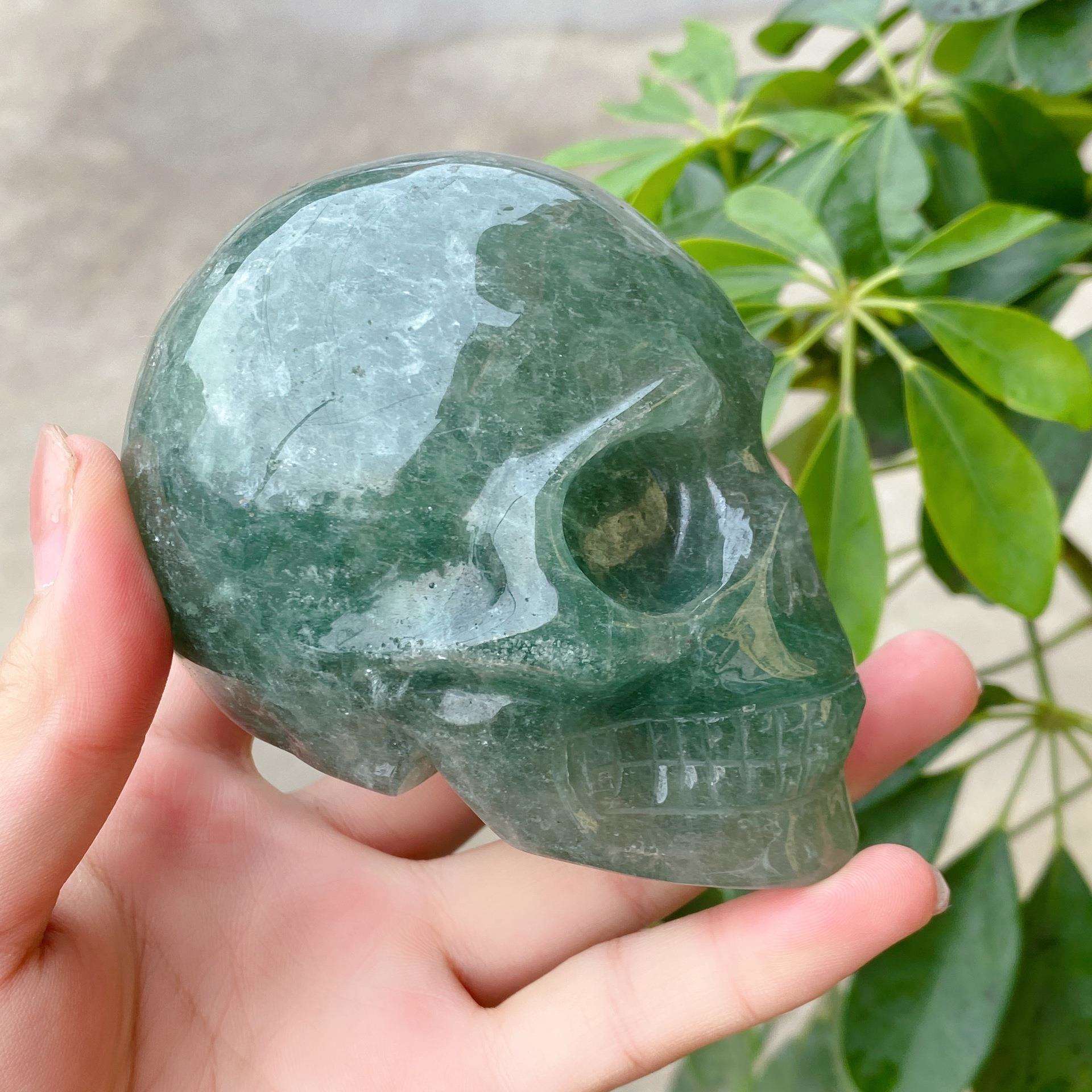 厂家天然绿草莓晶骷髅头多材质小摆件支持鉴定外贸 可按