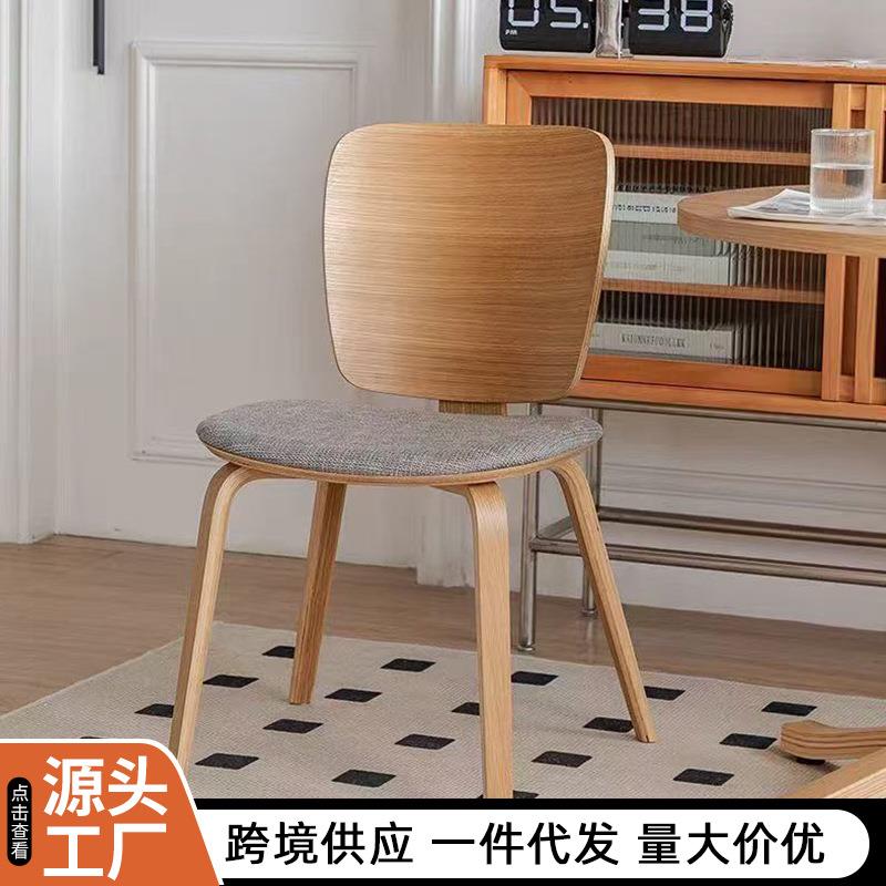 欧式风格设计师餐椅家用简约实木餐椅休闲民宿书桌会客洽谈椅