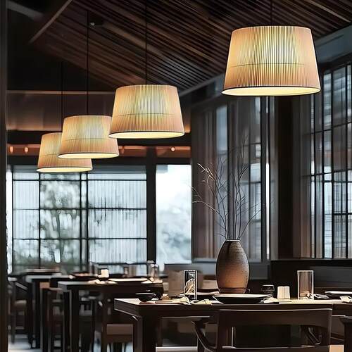 中式餐厅布艺吊灯复古日式禅意民宿酒店餐饮茶室客厅卧室艺术灯具