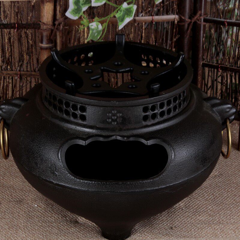 大号鬼面炉 底座铸铁炉炭炉烧水炉煮茶器烧烤炉茶炉生铁茶具风炉