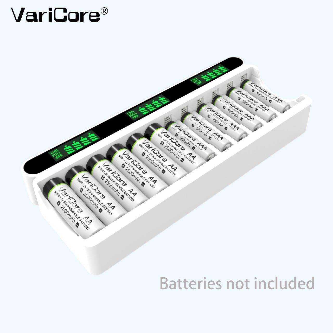 VariCore 12槽1.2V AA AAA5号7号镍氢电池充电器液晶智能快充