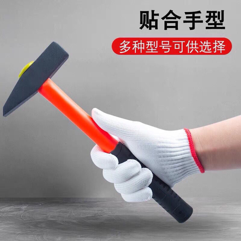 劳保工加密缝制劳保手套男女通用分指耐磨防滑工作防护白棉线手套