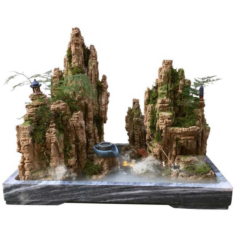 假山水水盆景创意上流石吸水石室内客厅摆件石厅假山客制作