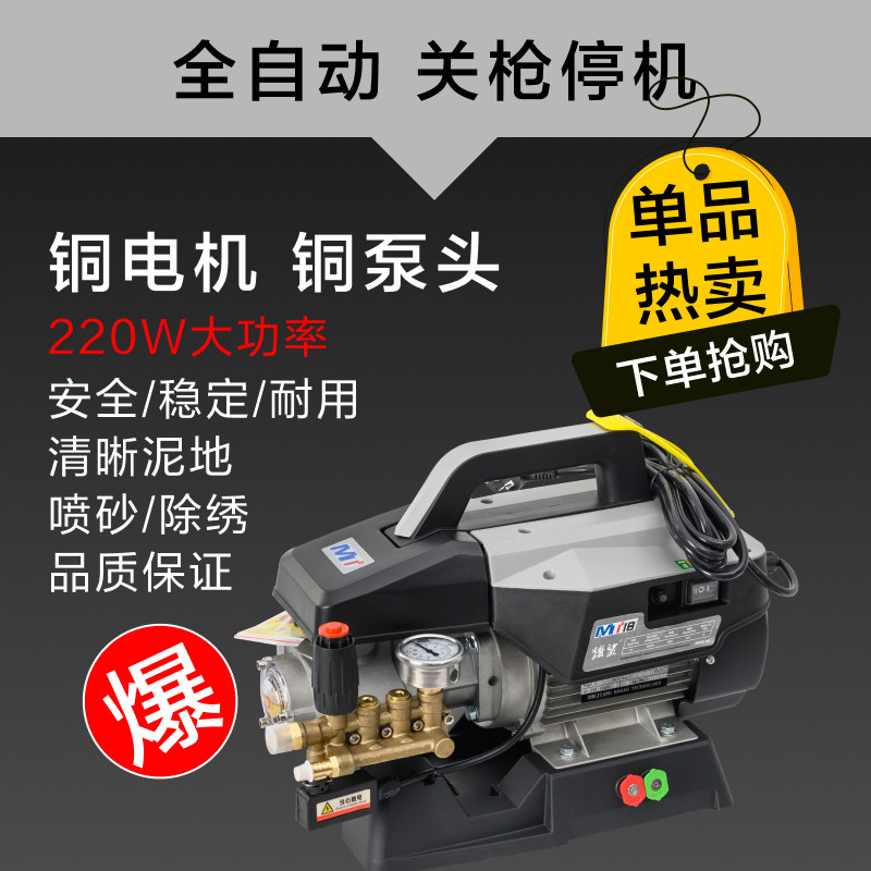 踏鲨洗车机MT18E洗车机海豚220V全自动家用便携式清洗机高压水泵