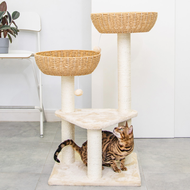 编织猫窝猫爬架一体剑麻猫抓板猫树猫攀爬diy大猫窝出口