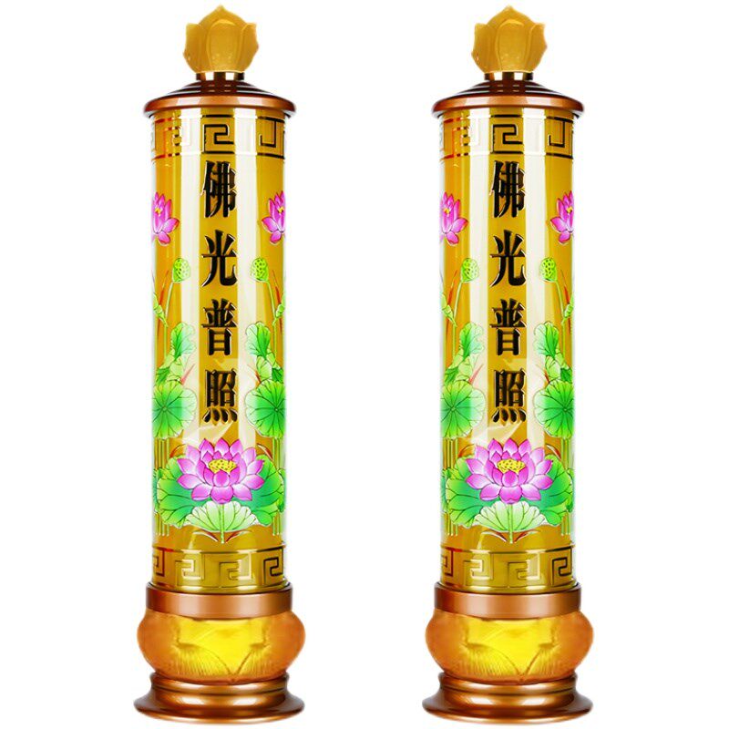 新款大蜡烛米灯花灯大号1米2莲烛台莲花底座供灯LED节能灯电香台