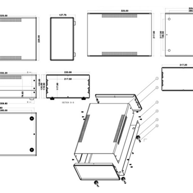 台式0属围框机箱 皮器仪表壳体 铁仪机箱壳体 12金x220x325