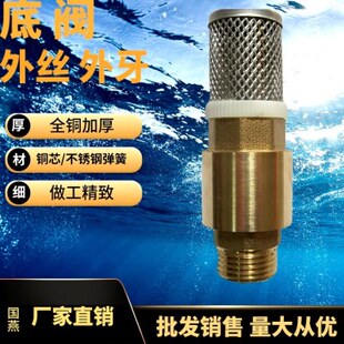 黄铜底阀井底止回阀外丝逆止阀全铜单向阀不锈钢过滤网4分6分1寸