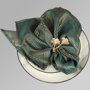 餐巾布口布折花酒店专用高级感轻奢餐巾环扣圈餐厅黄色擦杯布定制