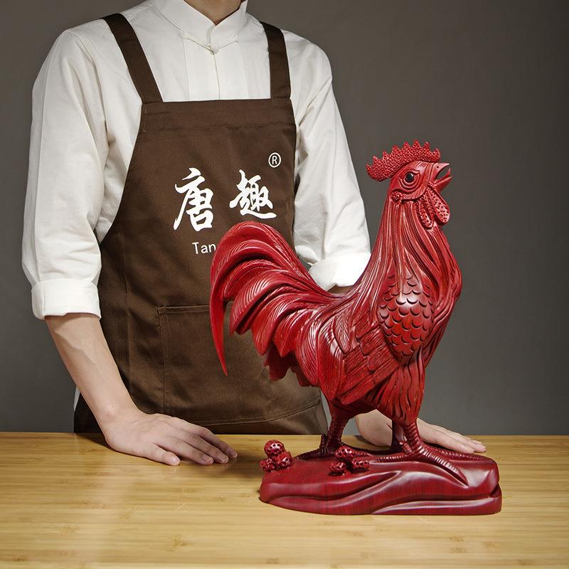 红花梨木雕大公鸡摆件木质动物十二生肖鸡家居电视柜装饰品工艺品