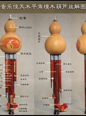 音乐佳天木黑檀平角C/bB/小D/G/F调葫芦丝  入门演奏收藏