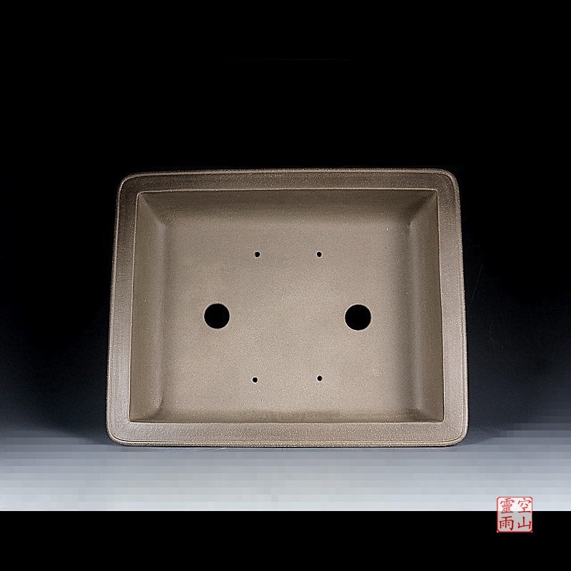 宜兴紫砂精品盆景段盆 全手工仿古长方形松柏桩老腊梅青灰花泥
