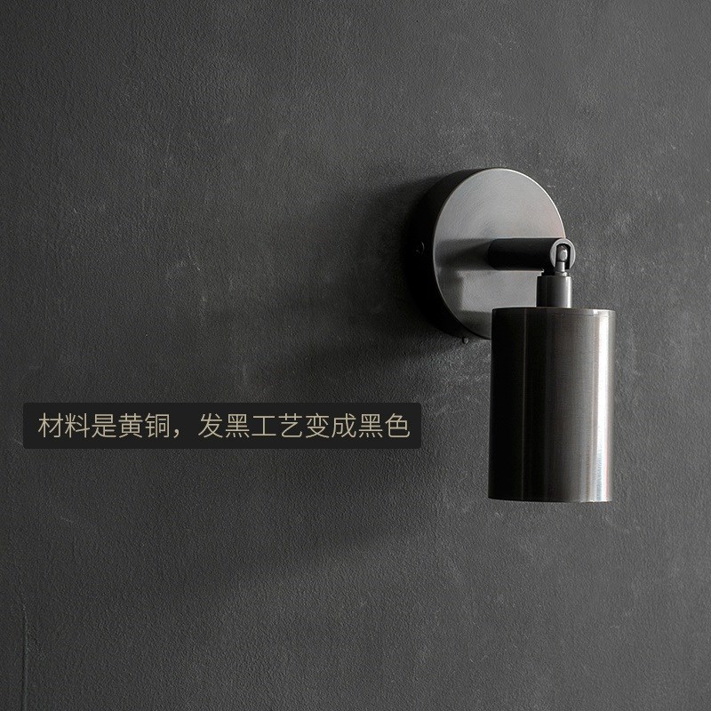 壁灯 厚料黄铜 发黑工艺 可转动调角度 照招牌 迷你 工业风 下照