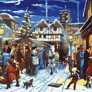 自己填色材料包热闹 饰画 新年集市欢喜庆过新年雪装