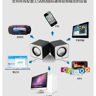 炫目d100音箱双色多媒体小音响家用台式机迷你便携有线喇叭