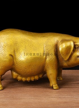 精工纯黄铜猪摆件生肖猪属相铜工艺品老母猪妈妈富贵猪大号守财猪