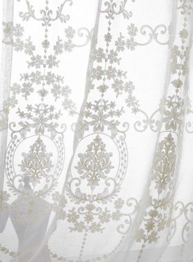 特价窗帘2021年新款全遮阳成品欧式亚麻白色立体客厅阳台窗帘布