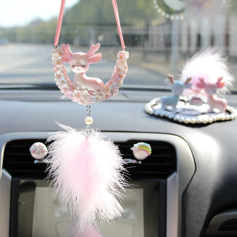 汽车挂件鹿一路平安车载后视镜挂饰创意车内可爱吊坠装饰品吊饰女