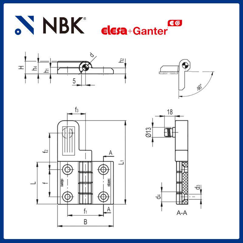 NBK ELESA CFSQ-C-B-S-EA 带内置安全开关铰链 超级高科技聚合体