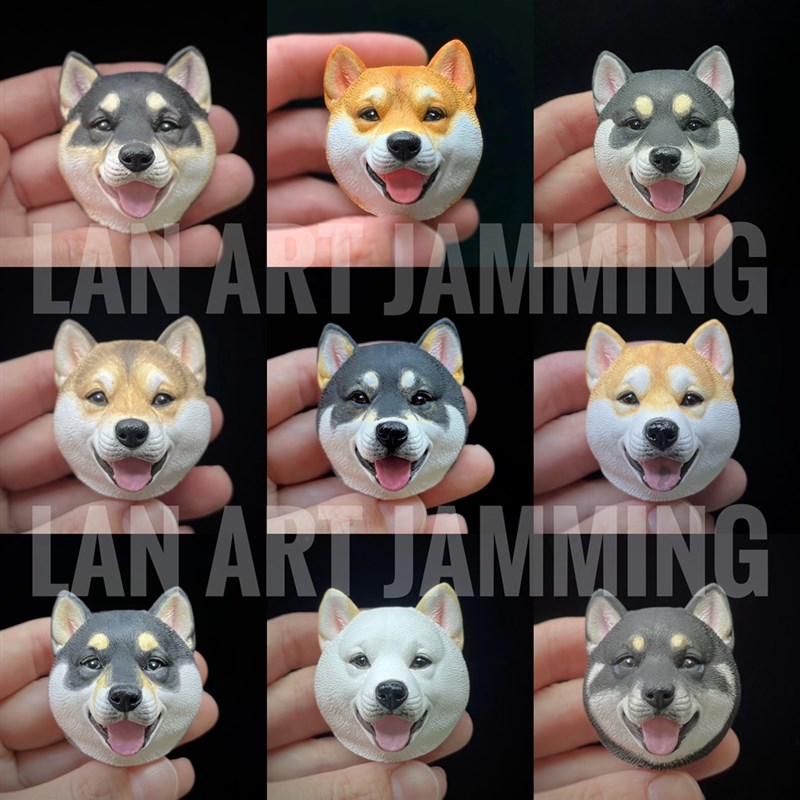 车载柴犬秋田犬狗头香薰扩香石花纹定制汽车出风口香水夹可爱装饰