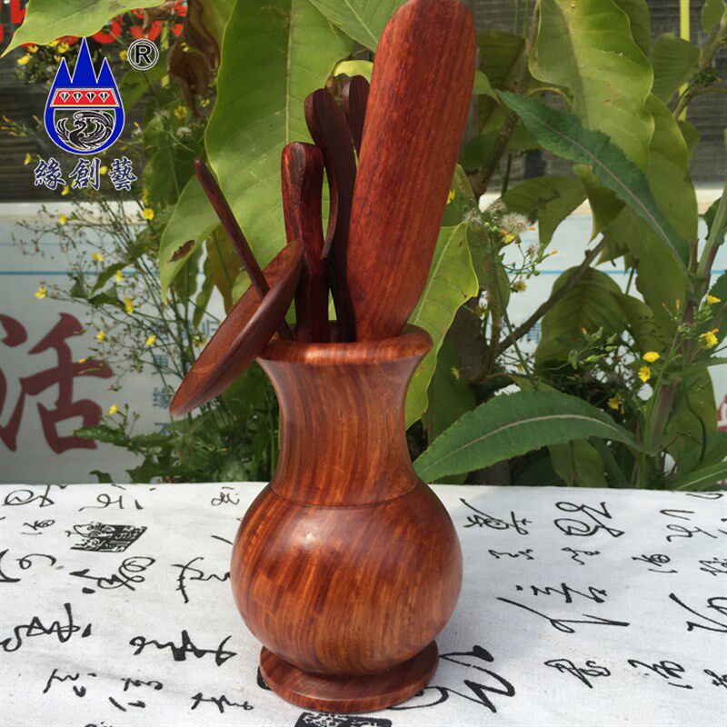 缅甸花梨木茶具红木大果紫檀六君子一物一图实木水波纹茶道