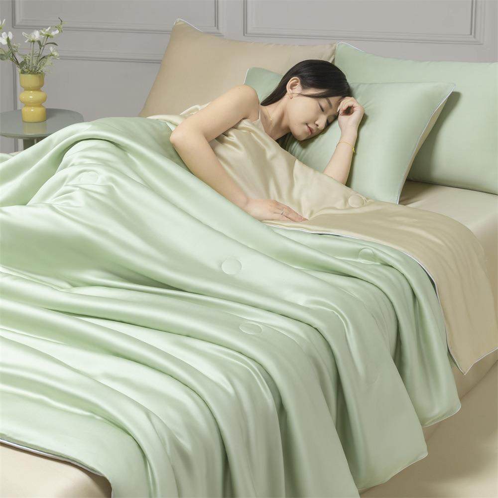 夏季简约冰丝四件套丝滑裸睡床单天丝被套真丝床笠款轻奢床上用品