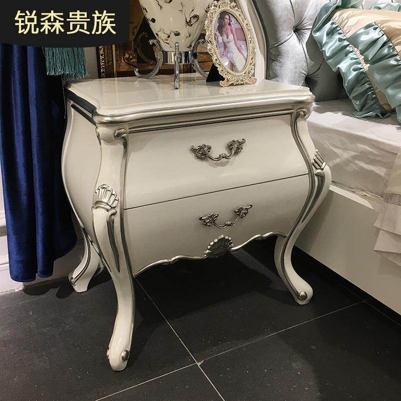 法式实木床头柜双抽屉欧式简约新古典卧室收纳柜角几雕花置物柜