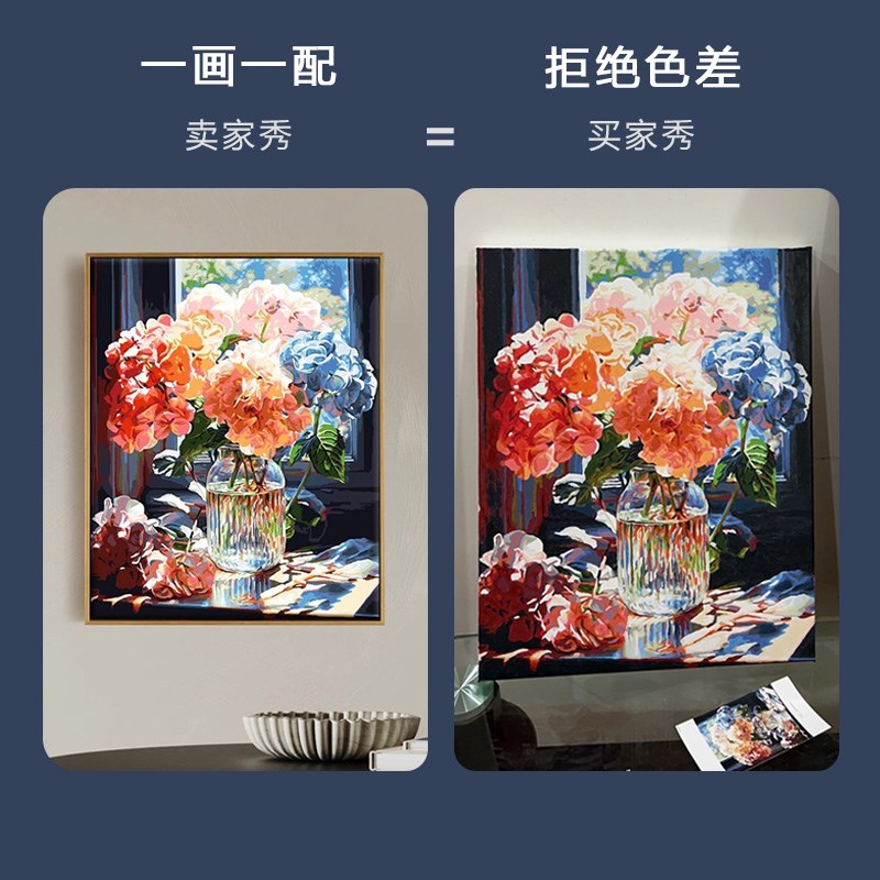 di装数字油画丙烯治愈风填手工景色油彩手绘客厅y饰填充画画水都