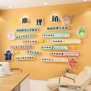 心理咨询室布置摆件心灵驿站辅导室文化墙贴学校健康情绪管理标语