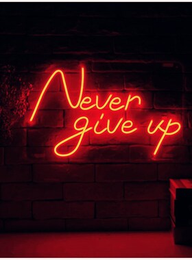 霓虹灯LED英文字母Never give u背勉励装饰克亚力p板永不放弃发光