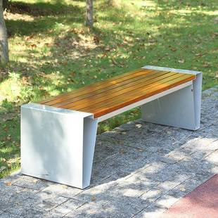 不锈钢长椅户外公园椅铁艺园林物业靠背长条椅子实防腐塑木休闲凳