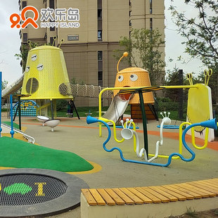 小区儿童乐园房地产架空层游玩区滑梯跷跷板传声筒蹦床秋千摇摇乐