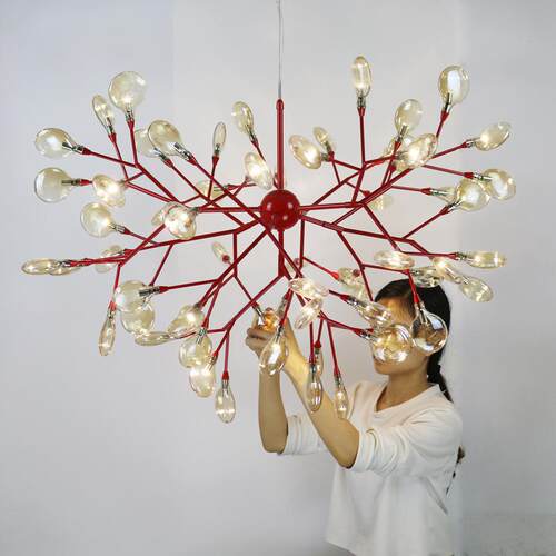 北欧后现代吊灯创意个性led客厅灯具餐厅卧室枝型叶子萤火虫吊