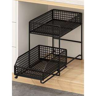 架神器拉篮各种置物架双层大全下橱柜子收纳厨房抽拉式水槽柜分层