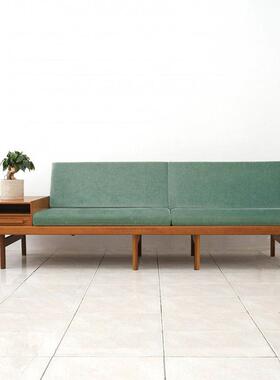 简约沙发客厅双人位民宿可拆洗小户型绿色无扶手实木布艺沙发