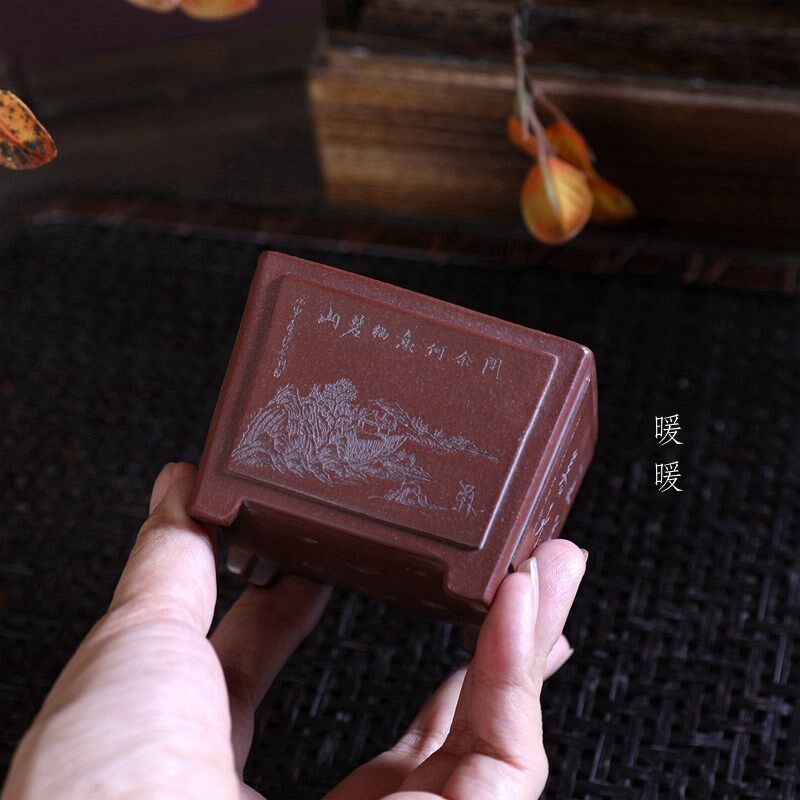 奎面小正方宜兴原矿紫泥手工微型绿植多肉花盆迷你盆掌中宝