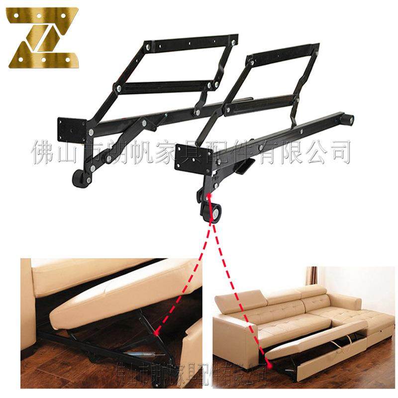 五金厂家抽屉铰折叠沙发床五金收缩配件带轮滑动沙发变床铰链