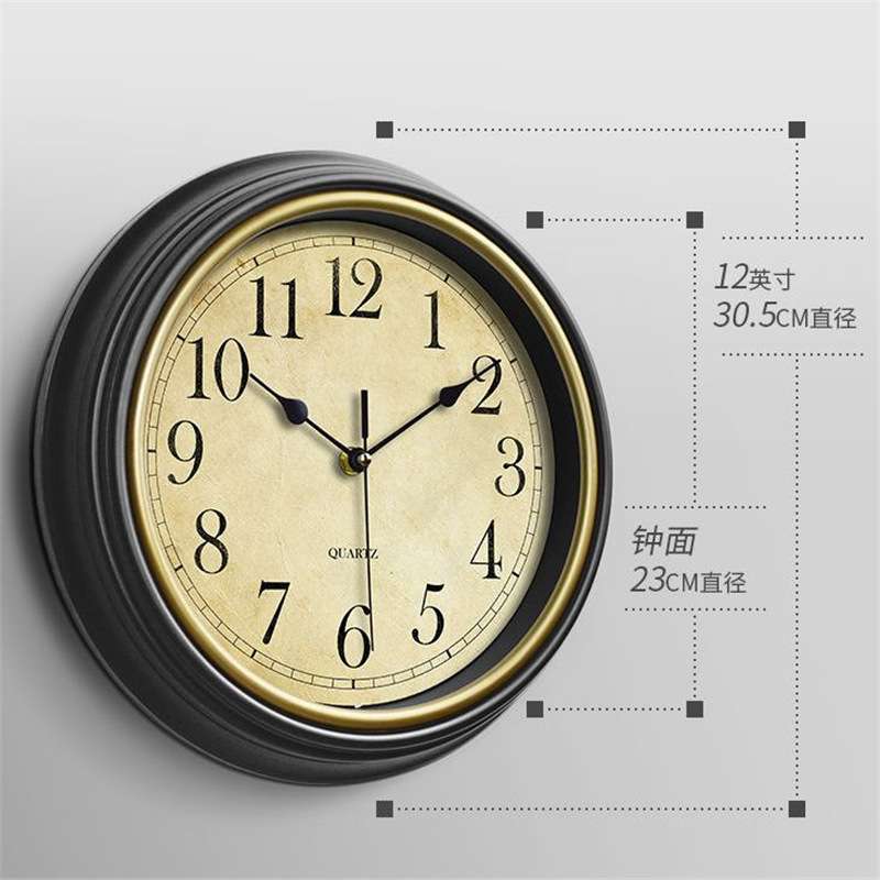 欧式钟表挂客厅挂墙家用美式复古挂钟静音时钟装饰品石英钟免打孔