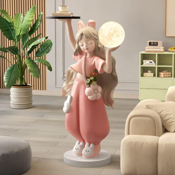 奶油风女孩客厅落地摆件轻奢电视柜沙发边几托盘床头灯乔迁礼物,家居饰品,落地摆件,淘宝优惠券,粉丝福利购,淘宝优惠卷