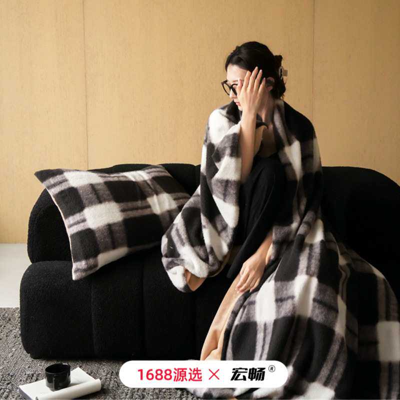 软fufu仿生羊毛绒被套毯两用加厚冬季单人双人毯子午睡神器沙发毯