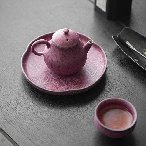陶瓷壶承 窑变结晶万花圆形壶承小茶盘干泡台果盘茶台茶承