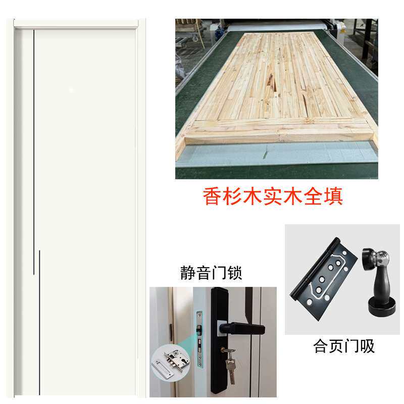 现代室内门卧室实木碳晶木门强化复合门免漆现货双开门全套亚马逊